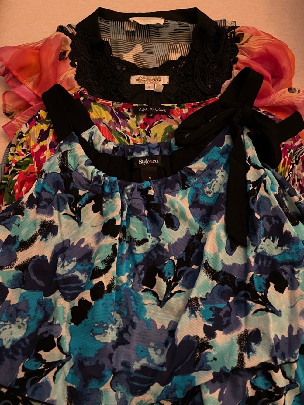 Juniors Lightweight summer tops with floral designs- Lot of 4